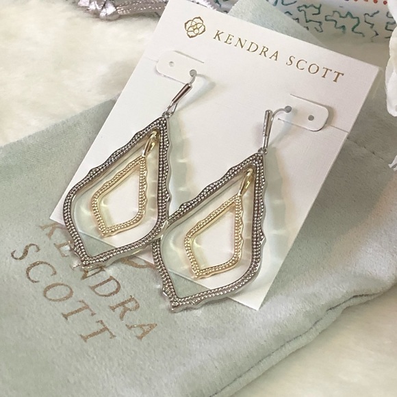 NEW KENDRA SCOTT SIMON DROP MIXED METAL EARRINGS - Picture 4 of 7